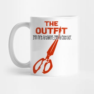 the outfit movie 2022 scissors and British gangster film graphic design Mug